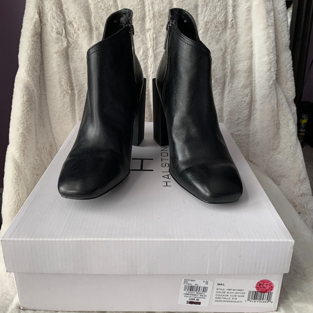 H by Halston leather ankle boots